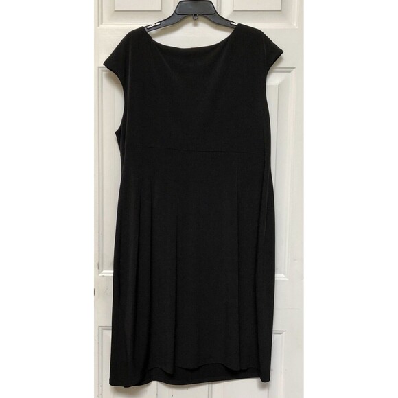 CONNECTED APPAREL WOMEN'S DRESS BLACK PLUS SIZE 22W CAP SLEEVEJERSEY SHEATH - Picture 4 of 9